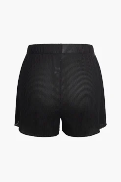 MICAS Shorts-Solid Pleated Tie-Up Shorts BLACK