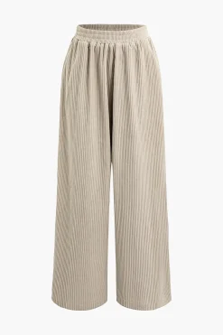 MICAS Pants-Solid Pleated Wide Leg Pants