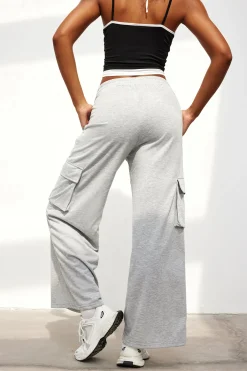 MICAS Pants-Solid Pocket High-Waisted Trousers SMOKE