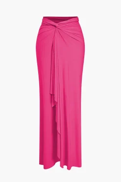 MICAS Maxi Dresses-Solid Reversible Asymmetrical Tie-Up Maxi Dress