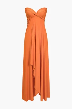 MICAS Maxi Dresses-Solid Reversible Asymmetrical Tie-Up Maxi Dress