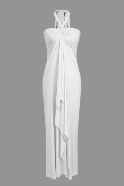 MICAS Maxi Dresses-Solid Reversible Asymmetrical Tie-Up Maxi Dress