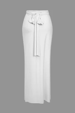 MICAS Maxi Dresses-Solid Reversible Asymmetrical Tie-Up Maxi Dress