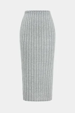 MICAS Skirt Sets-Solid Ribbed Long Sleeve Cut Out Top And Skirt Set LIGHT GRAY