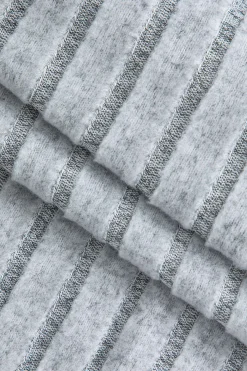 MICAS Skirt Sets-Solid Ribbed Long Sleeve Cut Out Top And Skirt Set LIGHT GRAY