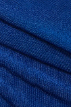 MICAS Long Sleeve Dresses|Midi Dresses-Solid Ruched Button Up Collar Midi Dress BLUE