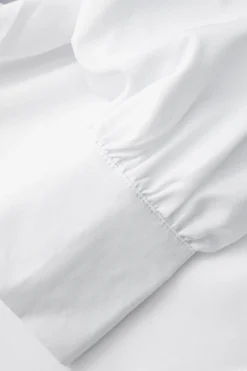 MICAS Long Sleeve Dresses|Mini Dresses-Solid Ruched Long Sleeve Mini Dress WHITE