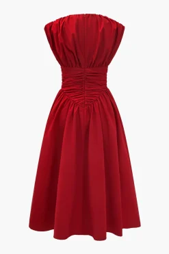 MICAS Midi Dresses-Solid Ruched Midi Dress