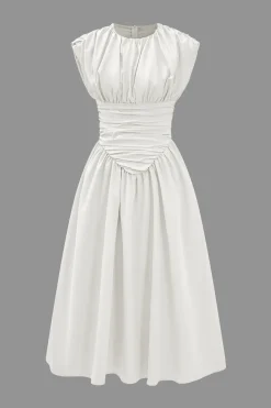 MICAS Midi Dresses-Solid Ruched Midi Dress