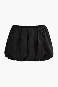 MICAS Skirts-Solid Ruched Mini Skirt BLACK