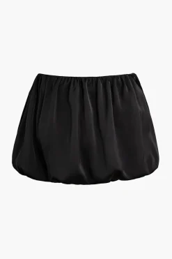 MICAS Skirts-Solid Ruched Mini Skirt BLACK