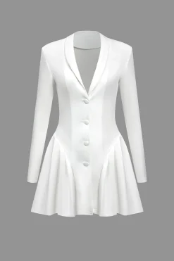 MICAS Long Sleeve Dresses|Mini Dresses-Solid Ruched V Neckline Mini Dress