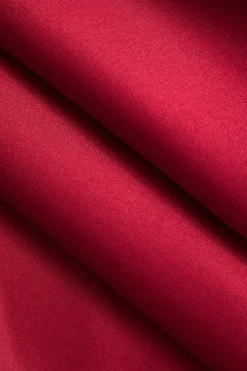 MICAS Mini Dresses-Solid Satin Halter Neck Bustier Mini Dress CRIMSON