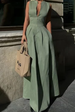 MICAS Maxi Dresses-Solid Slipper Maxi Dress SAGE