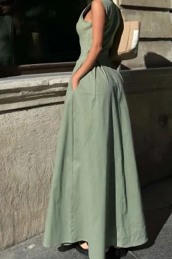 MICAS Maxi Dresses-Solid Slipper Maxi Dress SAGE