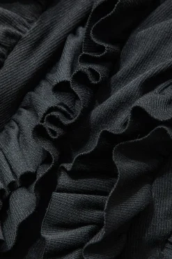 MICAS Mini Dresses-Solid Strapless Ruffle Mini Dress BLACK