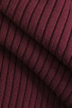 MICAS Knit Tops-Solid Sweater Button Long-Sleeve Top BURGUNDY