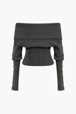 MICAS Knitwear|Knit Tops-Solid Sweater Long-Sleeve Top