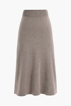 MICAS Knitwear|Knit Bottoms-Solid Sweater Midi Skirt
