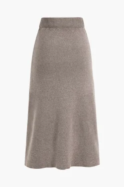 MICAS Knitwear|Knit Bottoms-Solid Sweater Midi Skirt