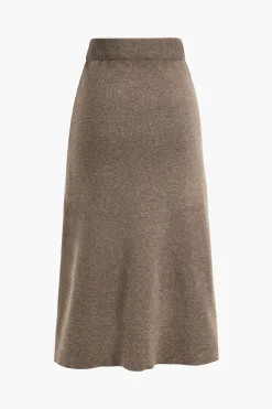 MICAS Knitwear|Knit Bottoms-Solid Sweater Midi Skirt