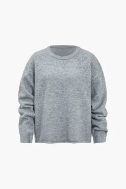 MICAS Knit Sets-Solid Sweater Top And Drawstring Set LIGHT GRAY