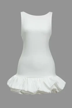 MICAS Mini Dresses-Solid Tank Ruffle Hem Mini Dress