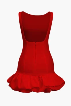 MICAS Mini Dresses-Solid Tank Ruffle Hem Mini Dress