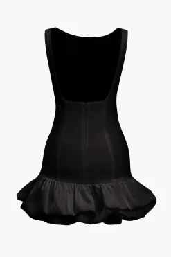 MICAS Mini Dresses-Solid Tank Ruffle Hem Mini Dress