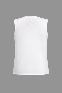 MICAS Knitwear-Solid Tie Front Knit Vest WHITE