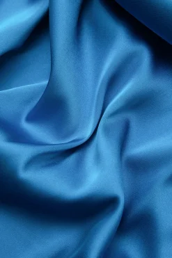 MICAS Long Sleeve Dresses|Mini Dresses-Solid Turtleneck Bell Sleeve Ruched Mini Dress BLUE