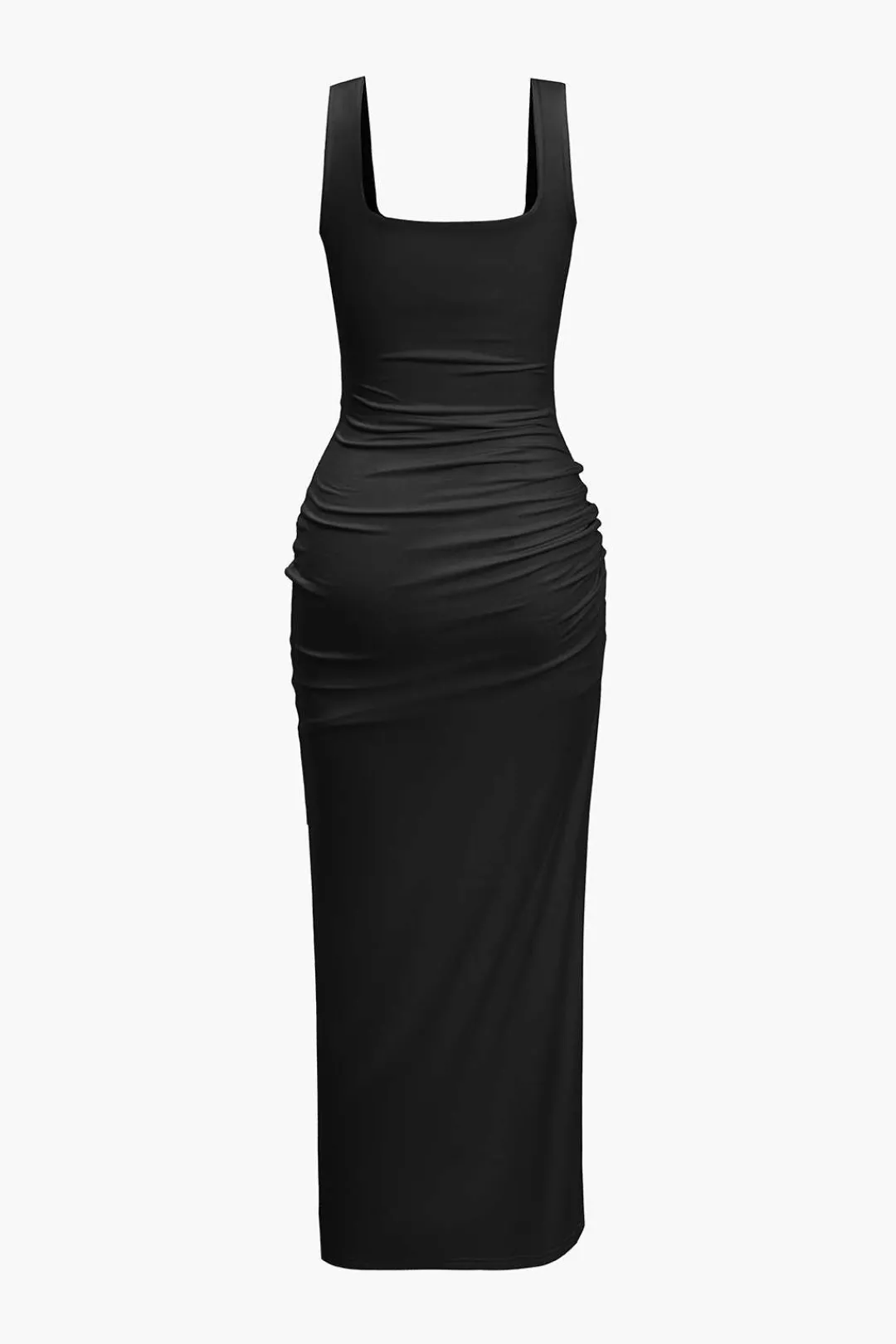 MICAS Midi Dresses-Solid Twist Front Cut Out Slit Midi Dress