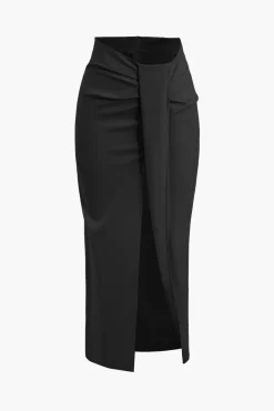 MICAS Skirts-Solid Twist Knot Irregular Skirt
