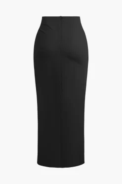 MICAS Skirts-Solid Twist Knot Irregular Skirt