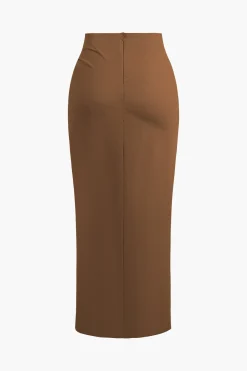 MICAS Skirts-Solid Twist Knot Irregular Skirt