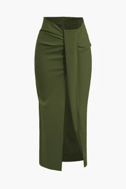 MICAS Skirts-Solid Twist Knot Irregular Skirt