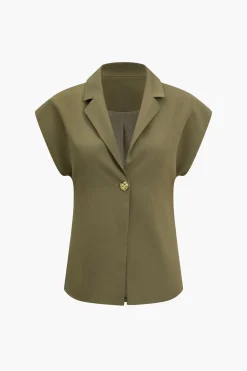 MICAS Outerwear|Outerwear-Solid V-neck Button Jacket KHAKI