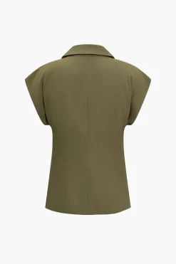 MICAS Outerwear|Outerwear-Solid V-neck Button Jacket KHAKI