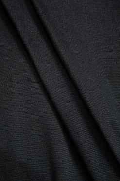 MICAS Midi Dresses-Solid V-Neck Irregular Midi Dress BLACK