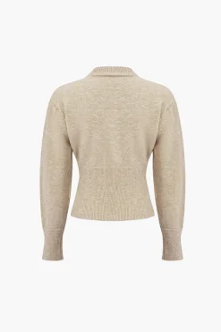 MICAS Knitwear|Knit Tops-Solid Zipper Sweater Long-Sleeve Top