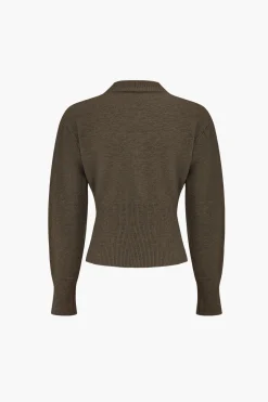 MICAS Knitwear|Knit Tops-Solid Zipper Sweater Long-Sleeve Top