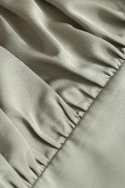 MICAS Long Sleeve Tops|Long Sleeves Tops-Square Neck V-hem Satin Long Sleeve Top SAGE