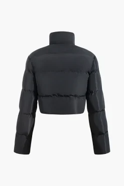 MICAS Outerwear|Outerwear-Stand Collar Cut Out Puffer Jacket