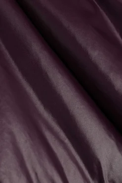 MICAS Outerwear|Outerwear-Stand Collar Zipper Hooded Puffer BURGUNDY