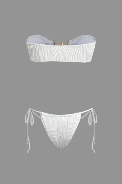 MICAS Swimwear|Vacation Sets-Starfish Decor Bandeau Tie Bikini Set WHITE