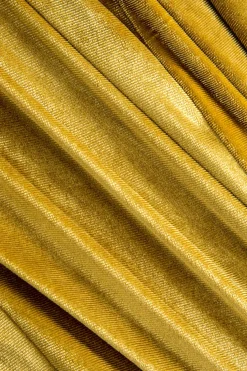 MICAS Maxi Dresses-Strapless Ruched Mesh Velvet Maxi Dress OCHRE