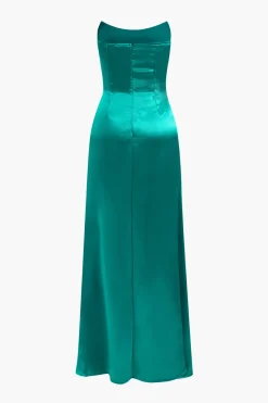 MICAS Maxi Dresses-Strapless Sequin Slit Gown Maxi Dress
