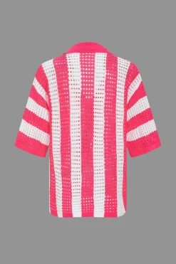 MICAS Knitwear|Vacation Sets-Stripe Knit Hollow Out Shorts Set