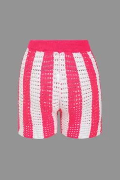 MICAS Knitwear|Vacation Sets-Stripe Knit Hollow Out Shorts Set