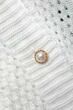 MICAS Knit Sets-Striped Crochet Knit Cardigan and Shorts Set